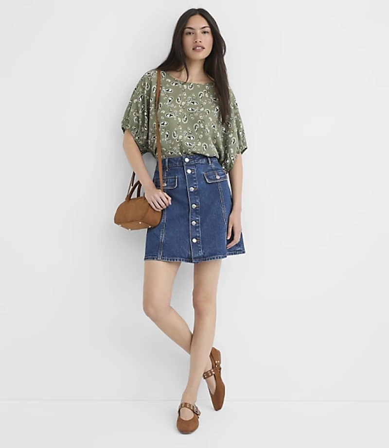 Petite Bandana Print Cinched Dolman Top