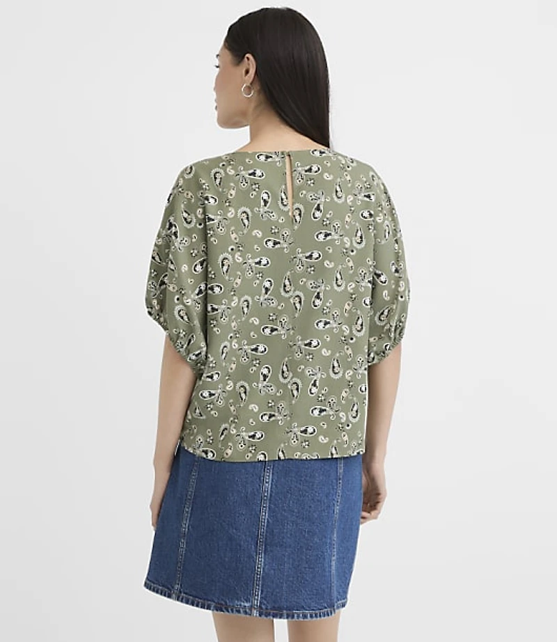 Petite Bandana Print Cinched Dolman Top