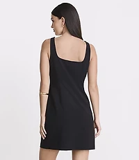 Petite LOFT Versa Seasonless Stretch Square Neck Mini Pocket Dress
