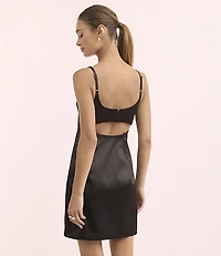 Lately Satin Cutout Back Mini Dress