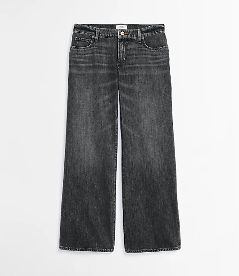 Rivete Petite Curvy Low Rise Wide Leg Jeans Lune Wash