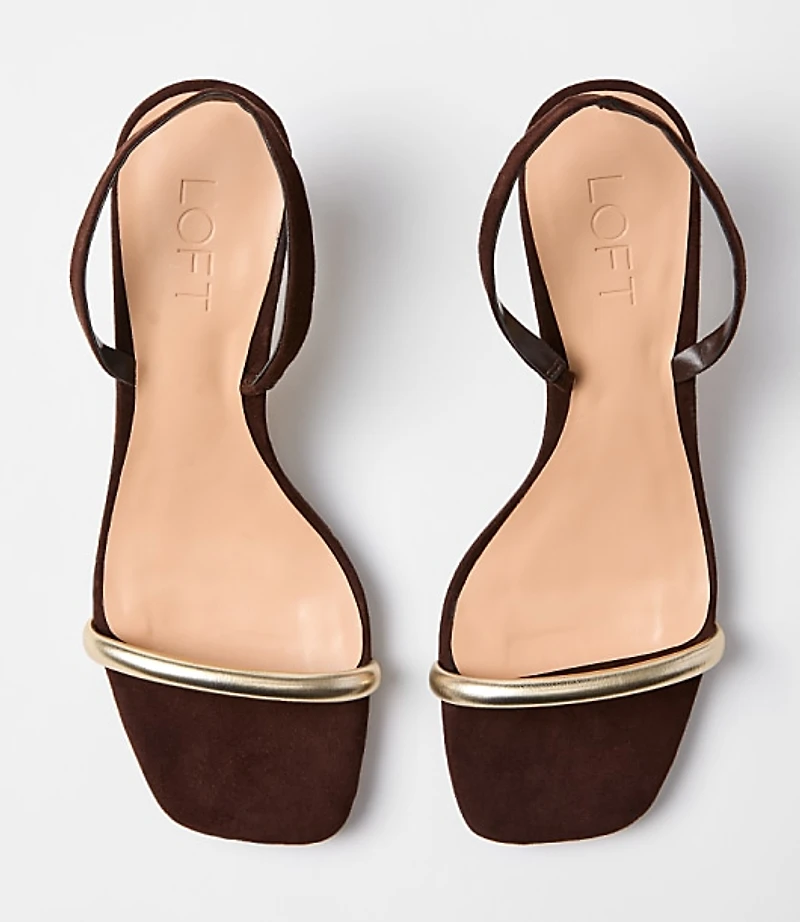 Metallic Slingback Kitten Heel Sandals