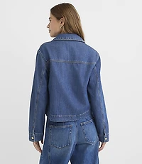 Petite Denim Bow Jacket Authentic Dark Wash