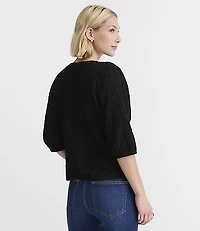 Petite Crinkle Cinched Tie Neck Top