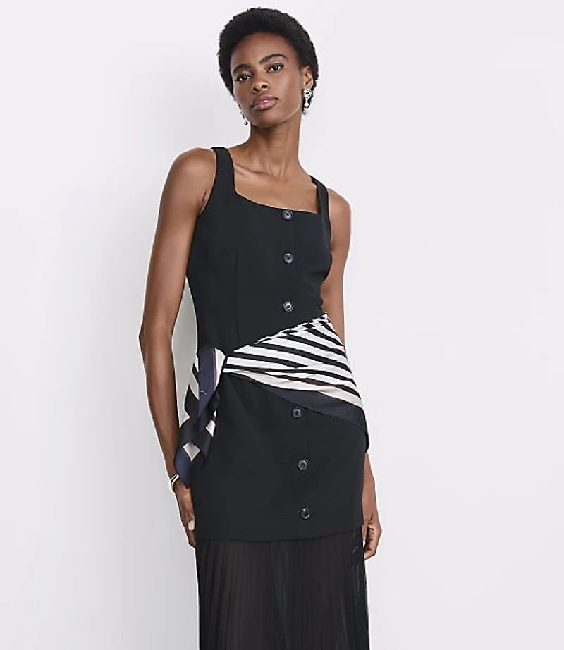 LOFT Versa Crepe Drape Pleated Midi Skirt Dress