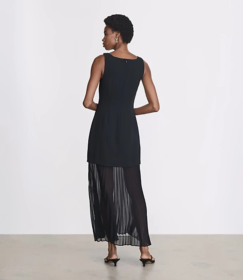 LOFT Versa Crepe Drape Pleated Midi Skirt Dress
