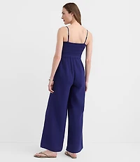LOFT Beach Triple Cloth Smocked Jumpsuit