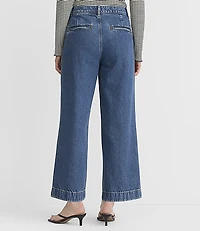 Petite Curvy Seamed Palmer Wide Leg Denim Pants Light Vintage Wash