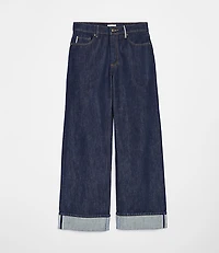 Rivete Selvedge Curvy Cuffed High Rise Wide Leg Jeans Nova Wash