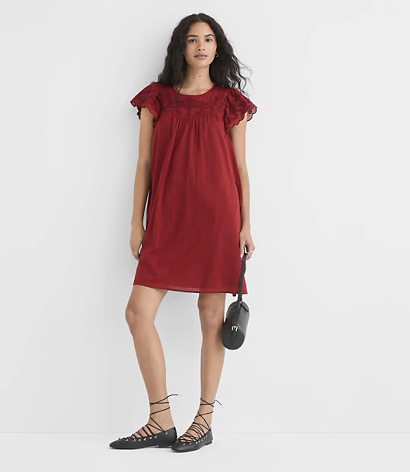Petite Scalloped Flutter Mini Pocket Dress