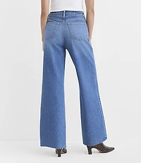 Rivete Petite Curvy Side Paneled Fresh Cut High Rise Relaxed Wide Leg Jeans Diem Wash