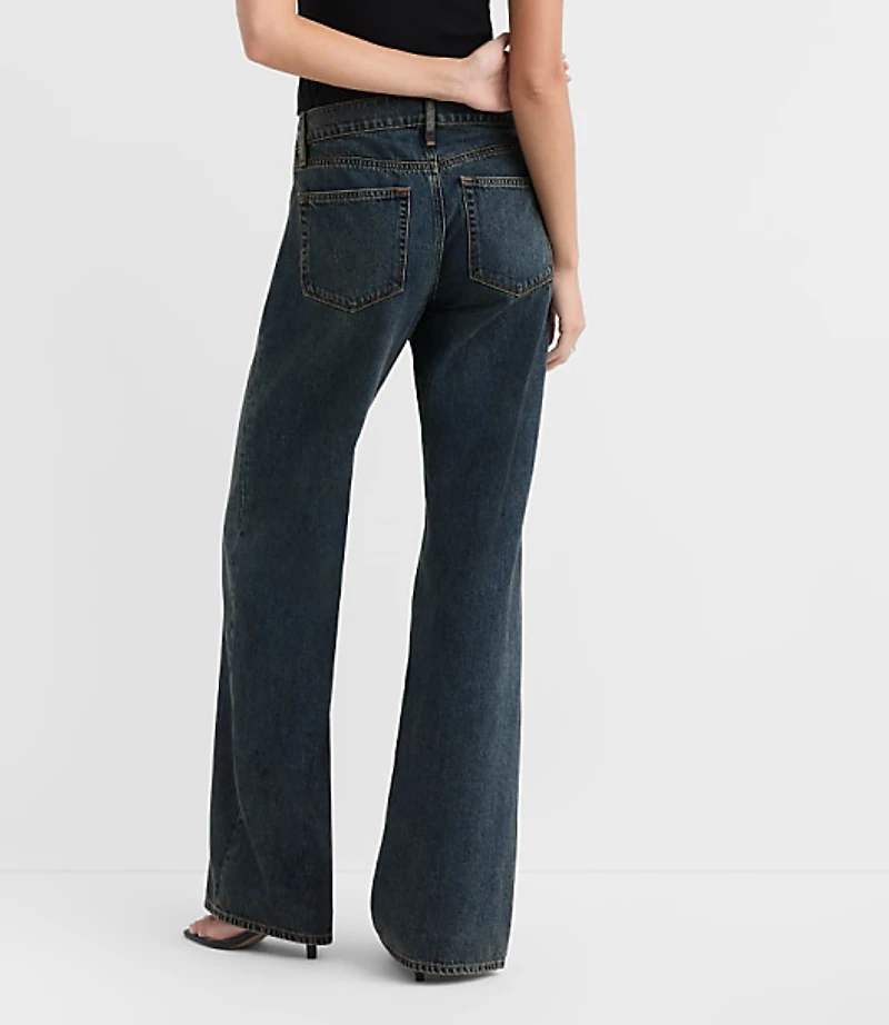 Rivete Petite Low Rise Wide Leg Jeans Lune Wash