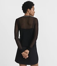 Petite Tipped Sheer V-Neck Cardigan