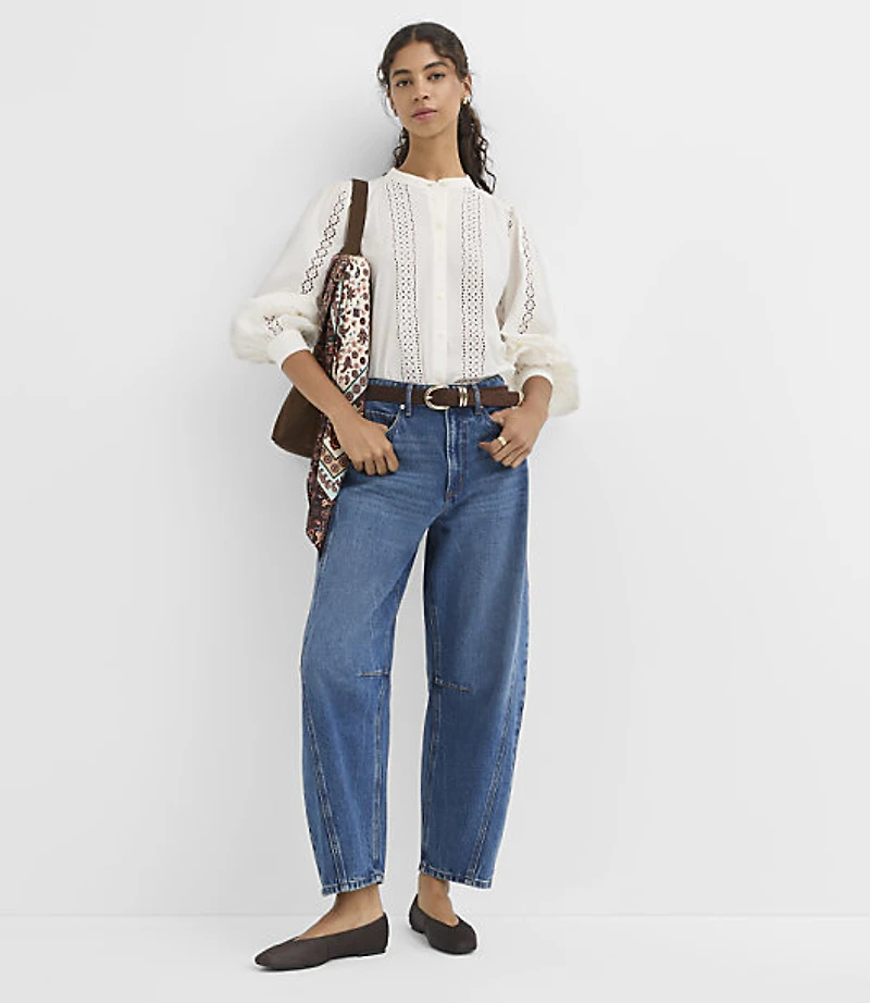 Eyelet Striped Blouse