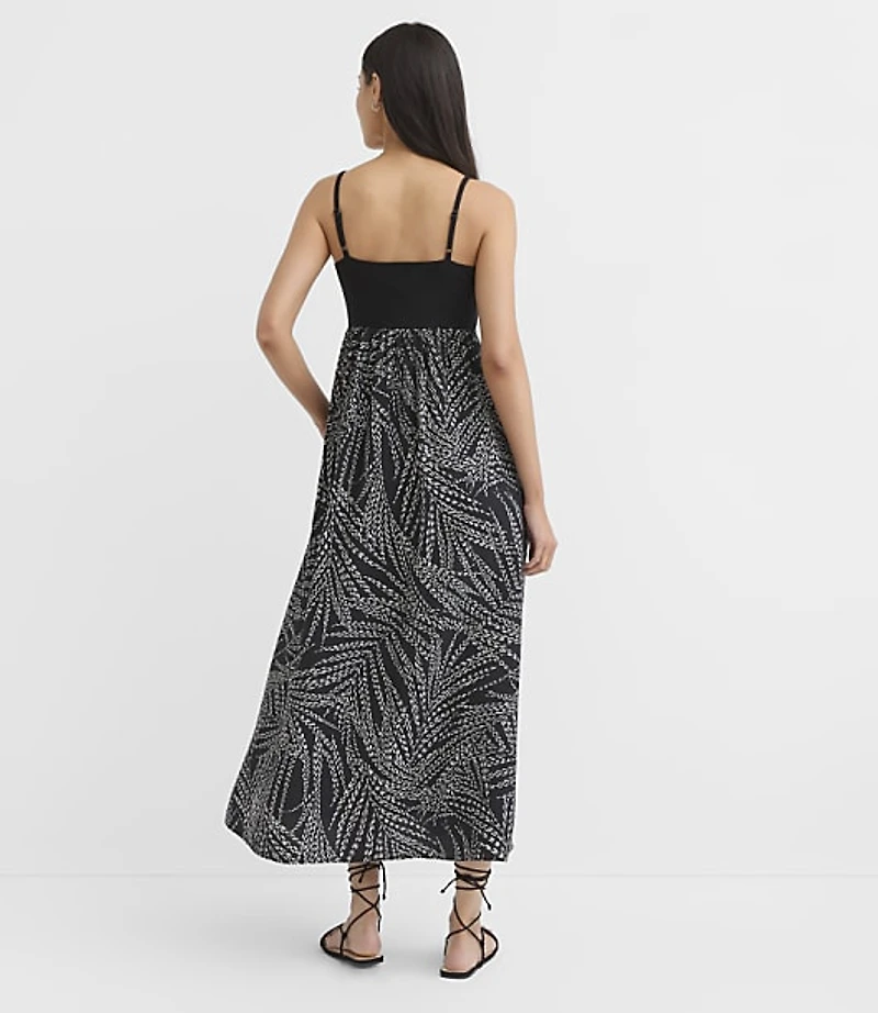 Petite Leafed Strappy Mixed Media Midi Pocket Dress