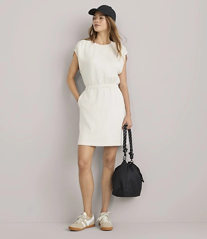 Petite Lou & Grey Heathered Scubasoft Cinched Shoulder Mini Pocket Dress
