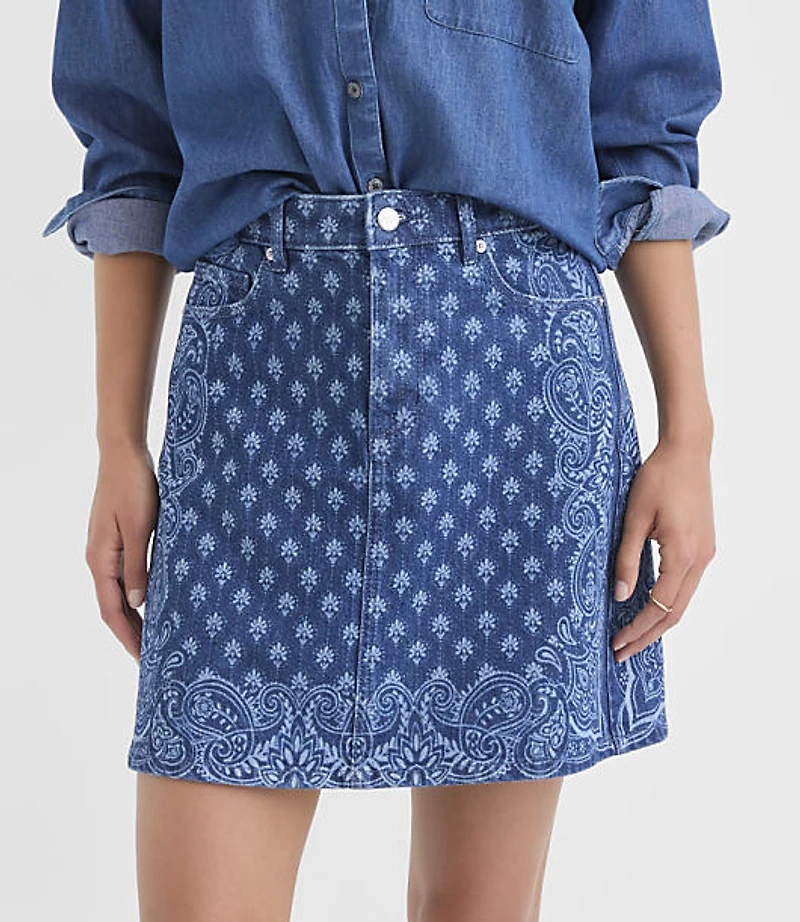 Petite Rivete Denim Mini Skirt Bandana Wash
