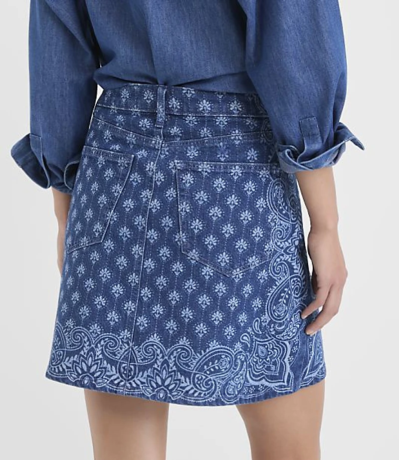 Petite Rivete Denim Mini Skirt Bandana Wash