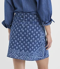 Petite Rivete Denim Mini Skirt Bandana Wash