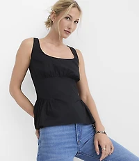 Petite Poplin Seamed Peplum Top