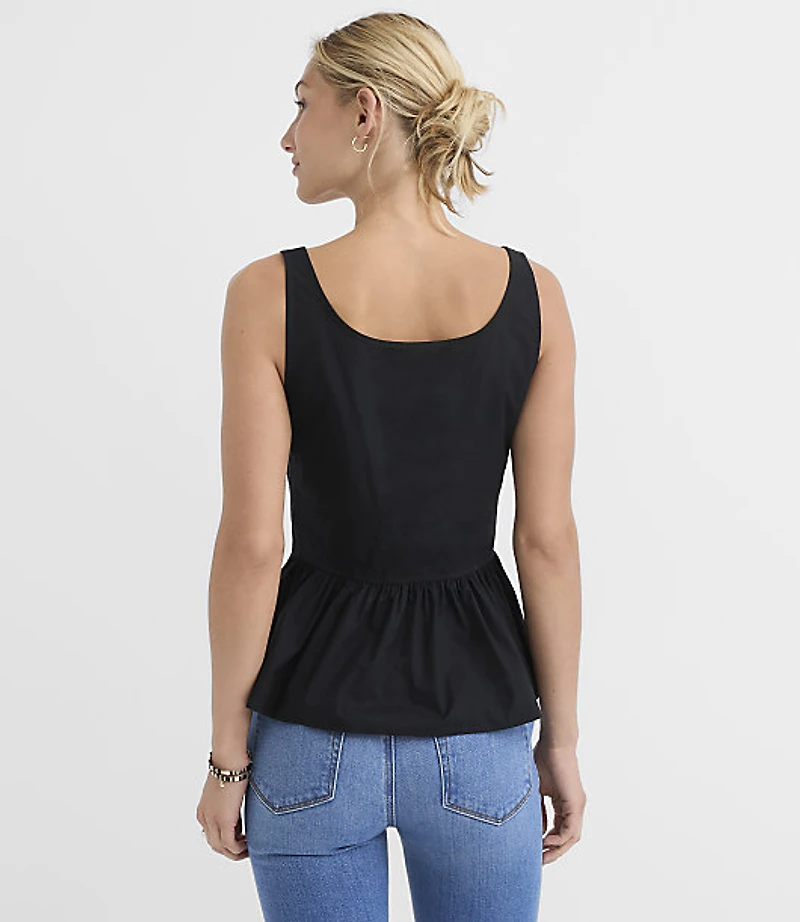 Petite Poplin Seamed Peplum Top