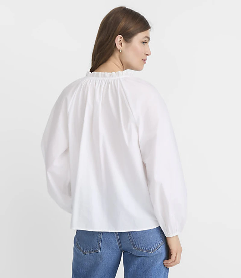 Petite Floral Cutout Poplin Blouse