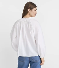 Petite Floral Cutout Poplin Blouse