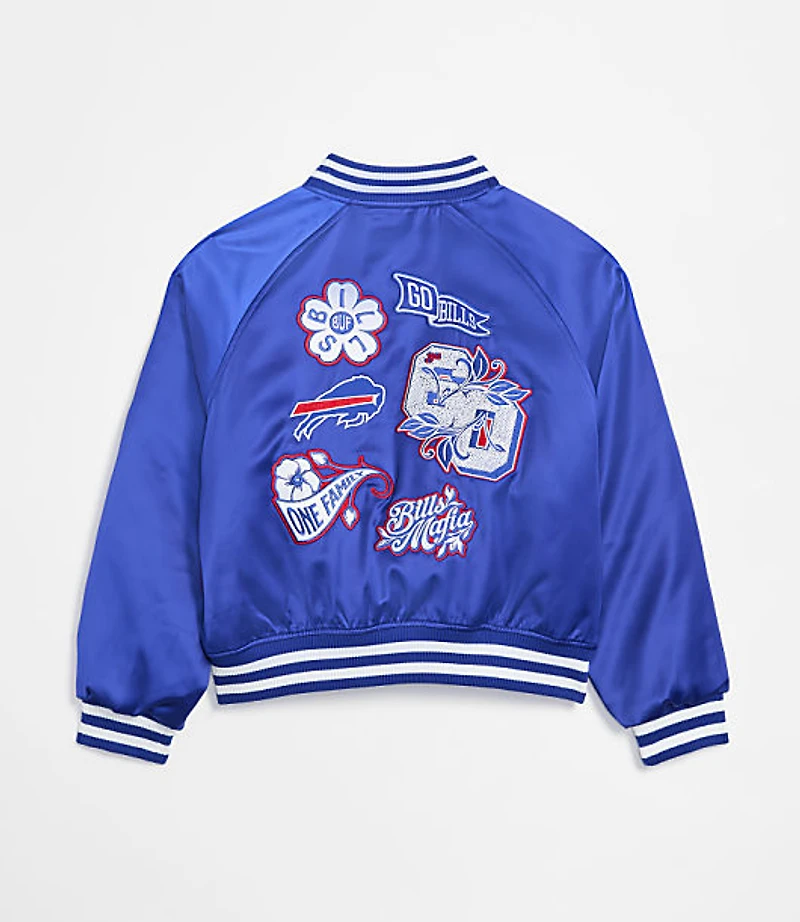 The Wild Collective Buffalo Bills Unisex Satin Raglan Bomber Jacket