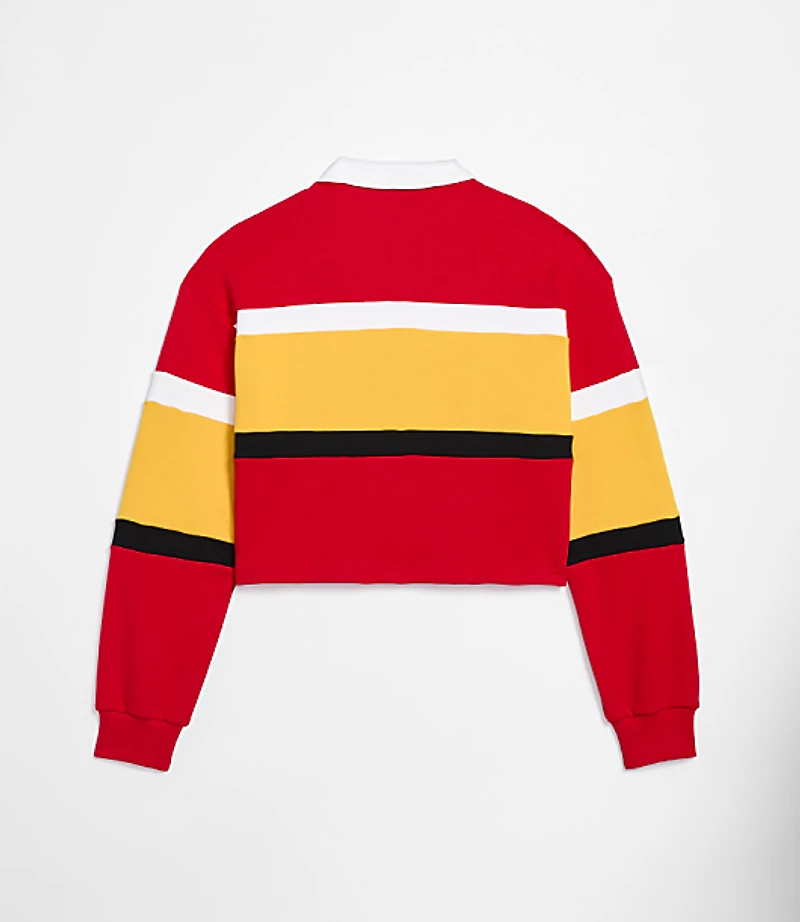 The Wild Collective Kansas City Chiefs Cropped Polo Top