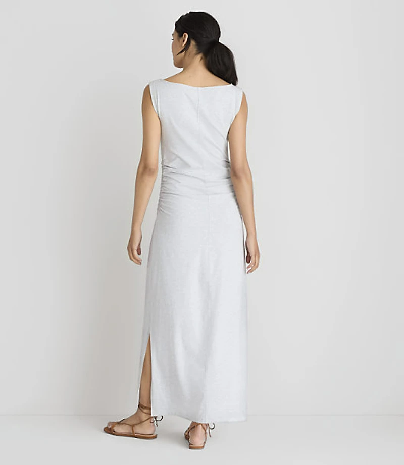 Lou & Grey Heathered Ruched Boatneck Maxi Dress