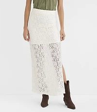 Petite Lace Column Midi Skirt