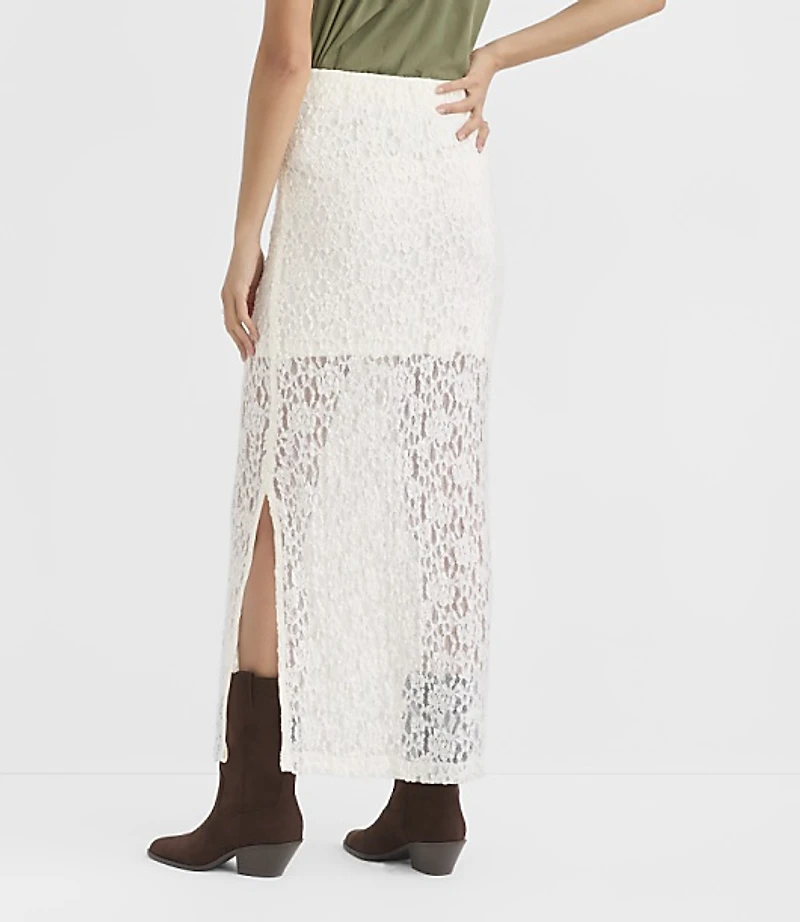 Petite Lace Column Midi Skirt