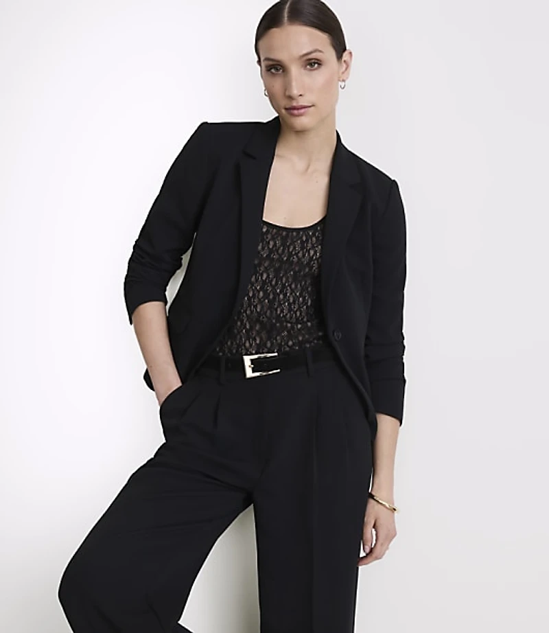 Petite LOFT Versa Crepe Drape Shrunken Blazer