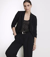 Petite LOFT Versa Crepe Drape Shrunken Blazer