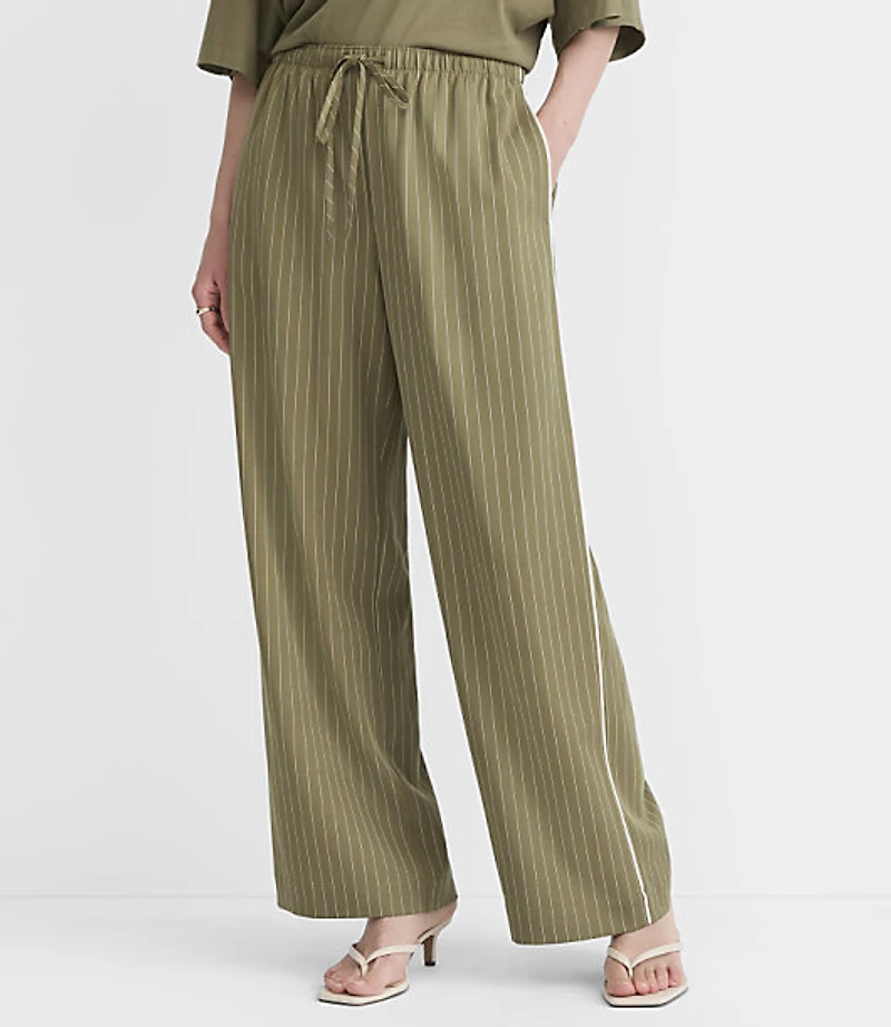 Tall Piped Sawyer Pull On Pants Pinstripe