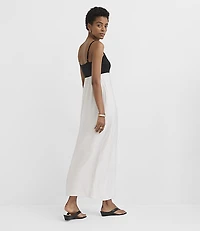 Petite Colorblock Strappy Mixed Media Midi Pocket Dress