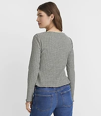 Petite Striped Smocked Ruffle Top