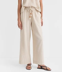 Petite LOFT Beach Rope Tie Linen Cotton Wide Leg Pants