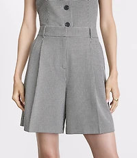 Petite LOFT Versa Seasonless Stretch Double Pleat Shorts Mini Houndstooth