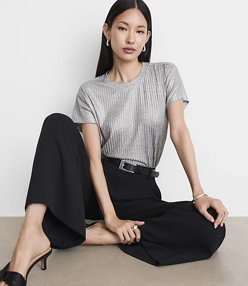 Petite LOFT Versa Shimmer Ribbed Tee