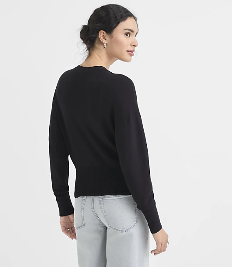 Ribtrim Waist V-Neck Cardigan