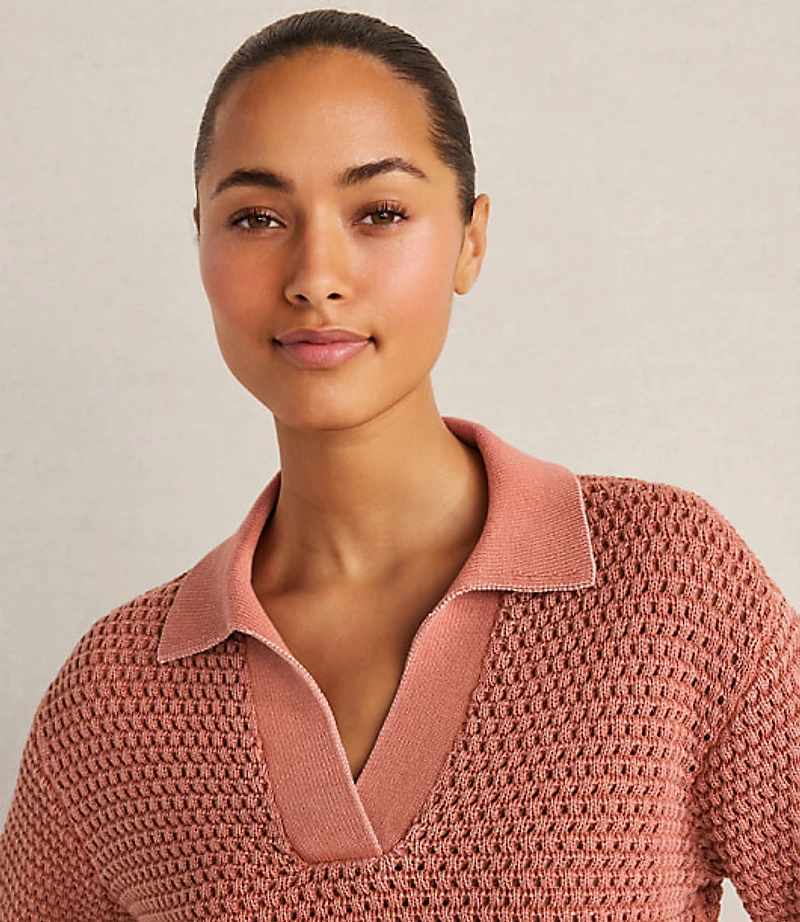 Haven Well Within Cotton Wave Stitch Johnny Collar Sweater