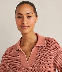 Haven Well Within Cotton Wave Stitch Johnny Collar Sweater