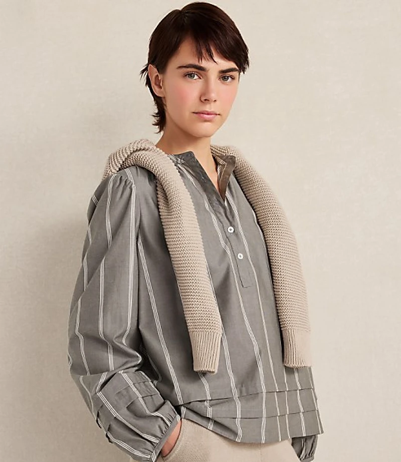 Haven Well Within Organic Cotton Poplin Stripe Long Sleeve Top