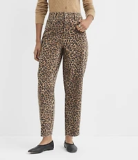 Rivete High Rise Barrel Jeans Leopard Print