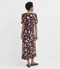 Tall Bouquet Tie Neck Bias Midi Dress