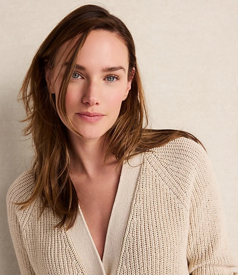 Haven Well Within Linen Tape Yarn Button-Up Cardigan