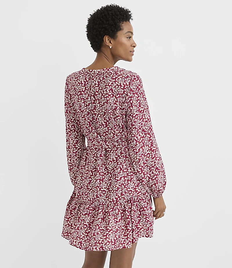 Petite Garden Balloon Sleeve Mini Flounce Dress