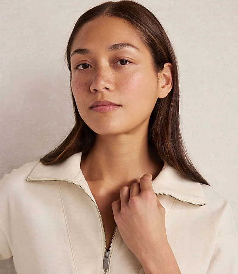 Haven Well Within Botanical-Dyed Organic Cotton Interlock Half-Zip Top