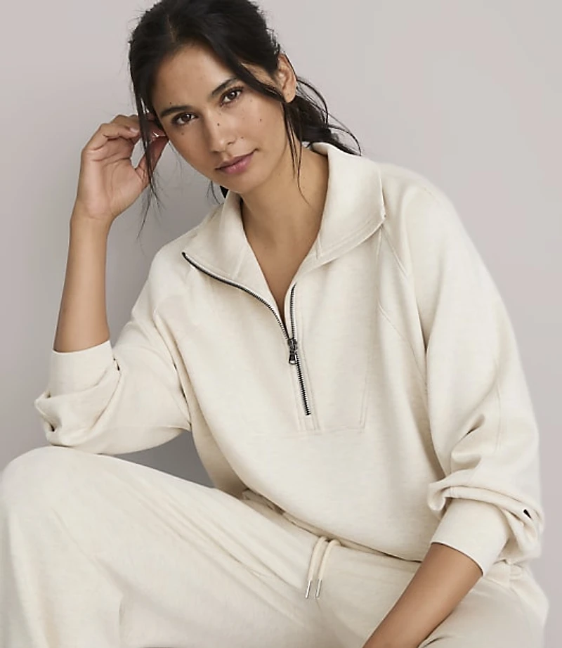 Petite Lou & Grey Heathered Scubasoft Half Zip Top